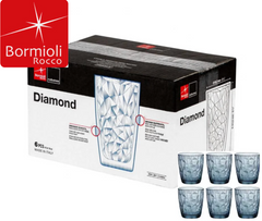 Склянка для віскі набір 6Х390мл. Diamond OceanBlue BORMIOLI - 302259M02321990-6 302259M02321990-6 фото