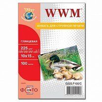 Фотопапір глянцевий 225 г/м&sup2; 10&times;15 см 100 арк. WWM &ndash; G225.F100/C G225.F100/C фото