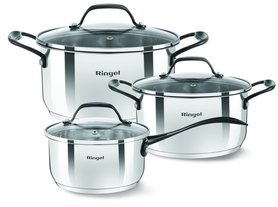 ware RINGEL Elegance набор кастрюль 6 пр. (1.3л + 2.7л. + 5.3л) (RG-6008)