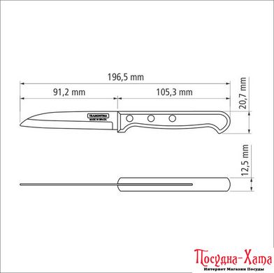 Нож TRAMONTINA POLYWOOD /76 мм д/овощей инд.уп. (21121/193)