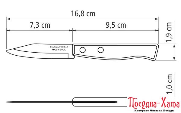 Набори ножів TRAMONTINA TRADICIONAL ніж д/овочей 76мм - 60шт стікер (22210/403)
