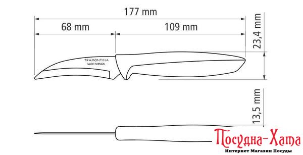 Ніж TRAMONTINA PLENUS black ніж шкірозйомний 76мм -12 шт коробка (23419/003)