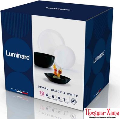 Luminarc Diwali Black & White Сервиз столовый 19 пр. Р4360 P4360 фото