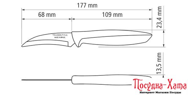 Нож TRAMONTINA PLENUS grey нож кожразъемный 76мм -12 шт коробка (23419/063)