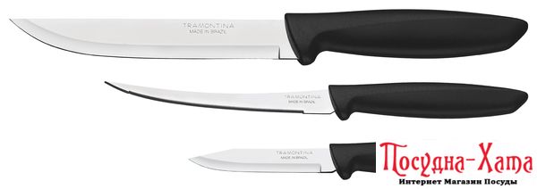 Ніж TRAMONTINA PLENUS black н-р ножів 3пр (тому, овоч, д / м'яса) інд.бл (23498/013)