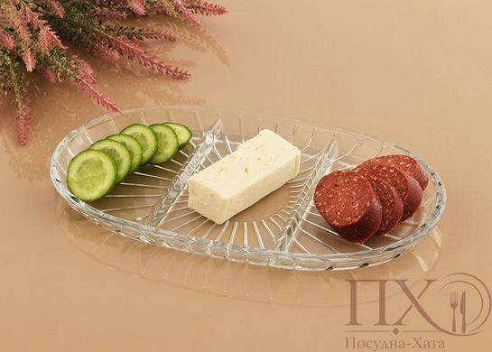 Блюдо овал з роздільником 16,5Х24 см. Elegant Pasabahce - 54903 54903 фото